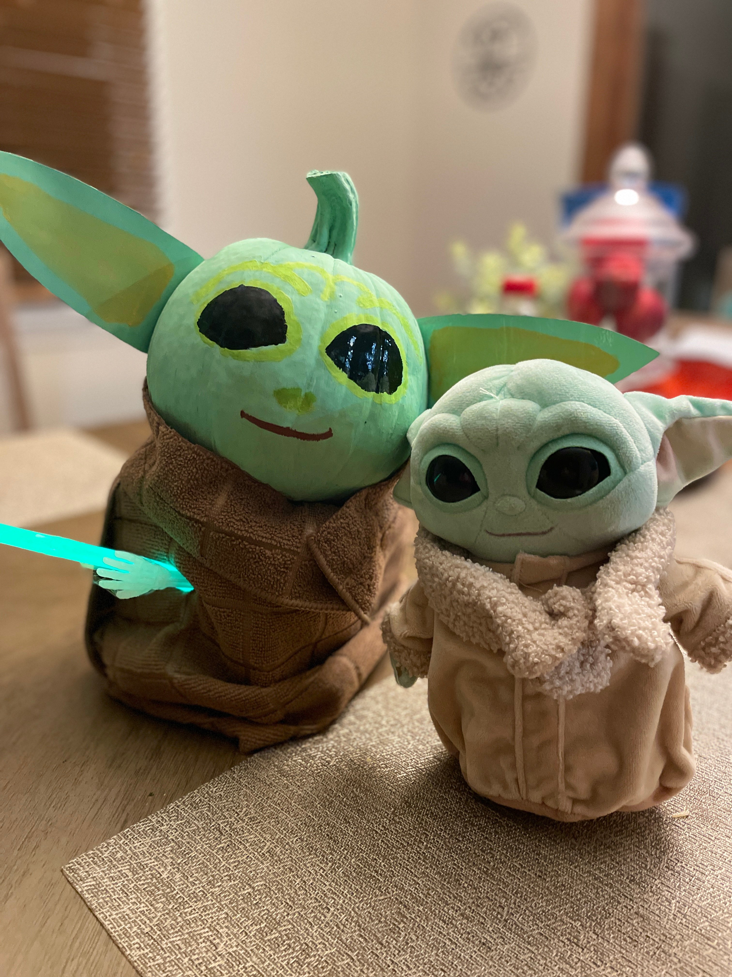 Baby Yoda painted in pumpkin