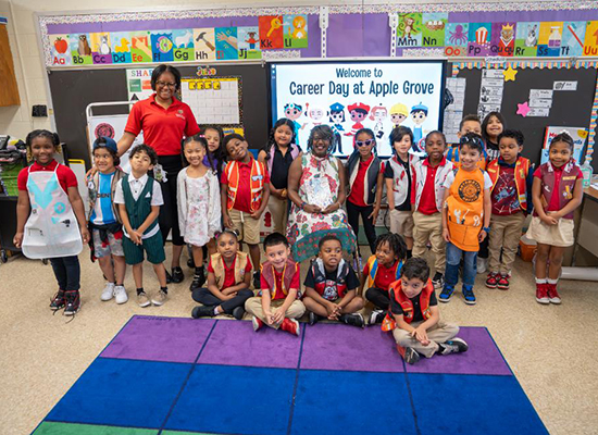 class group picture for Career Day event at Apple Grove Elementary