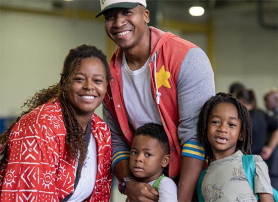 family at community workshop