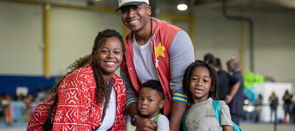African American family at school event