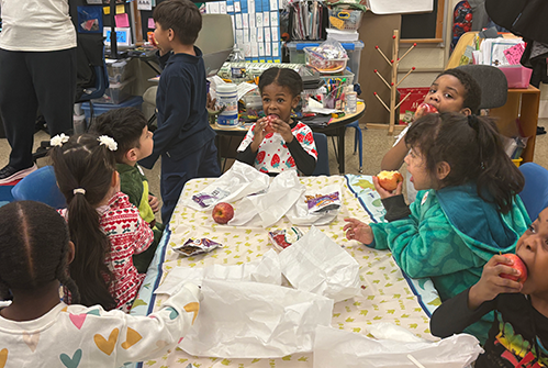 Children Eating at Breakfast table