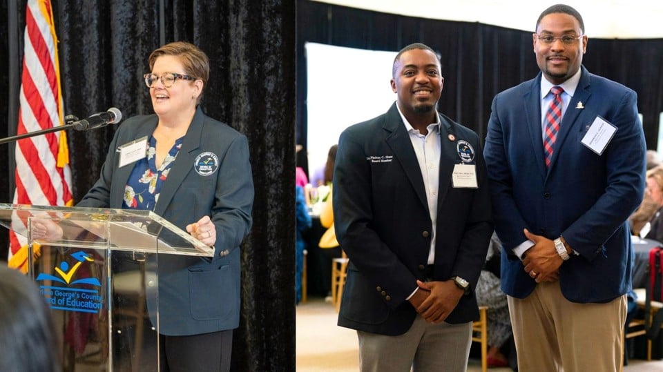 (From left) Board of Education District 4 Member and Legislative Day Chair Aimee Olivo; Board of Education Vice Chair Dr. Phelton Moss; and Board of Education Chair Branndon Jackson.
