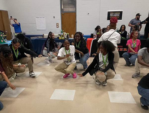 students doing movement activity