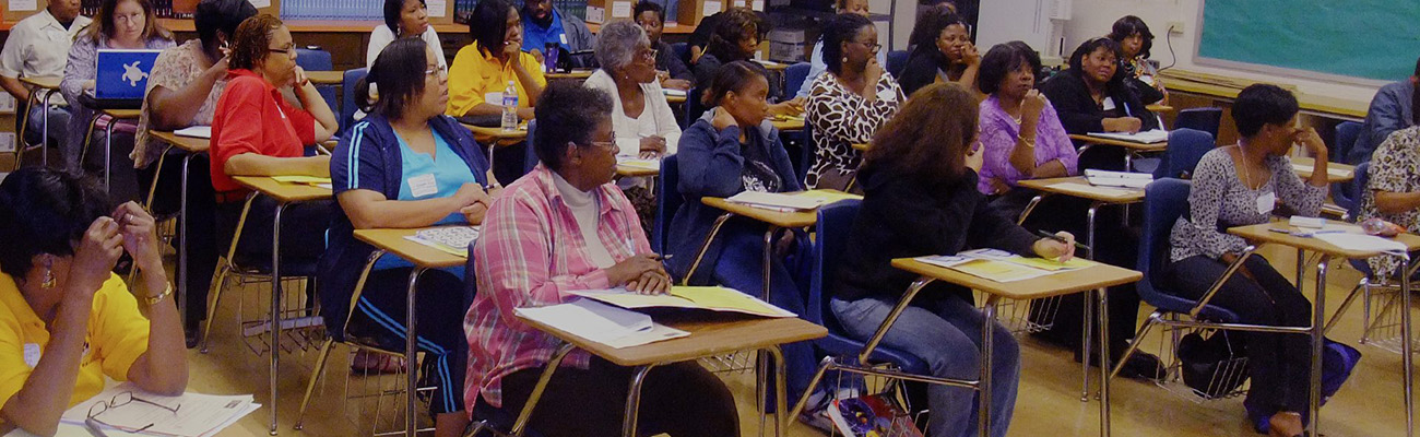 Group of parents in a classroom