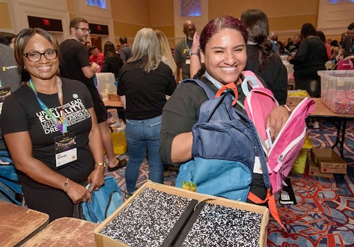 people collecting backpack materials.jpg