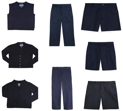 navy sweaters and bottoms