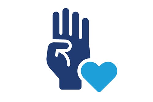 hand up pledge and heart icon