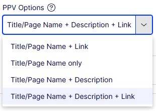 PPV Options drop down menu